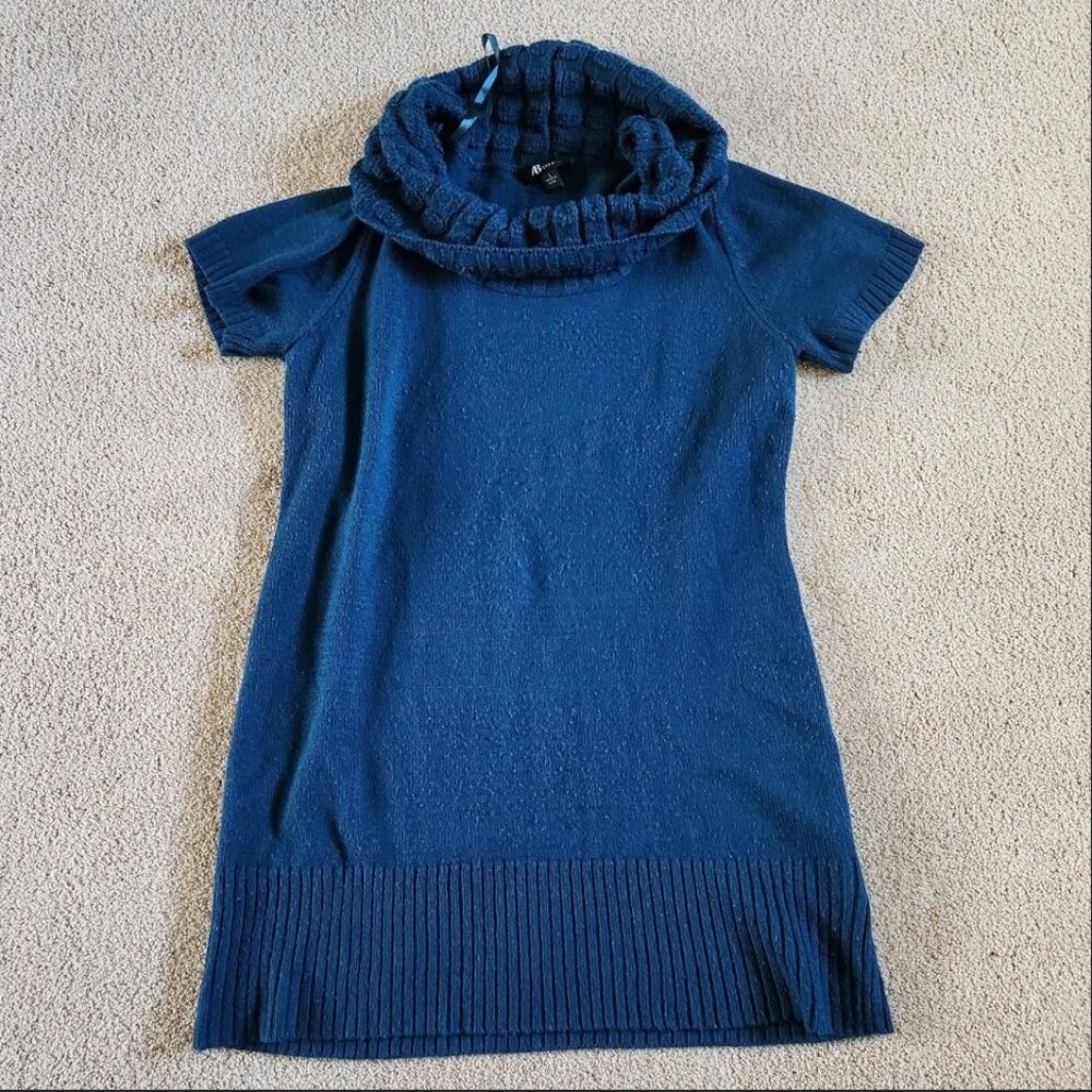Teal cowl neck sweater dress / tunic.